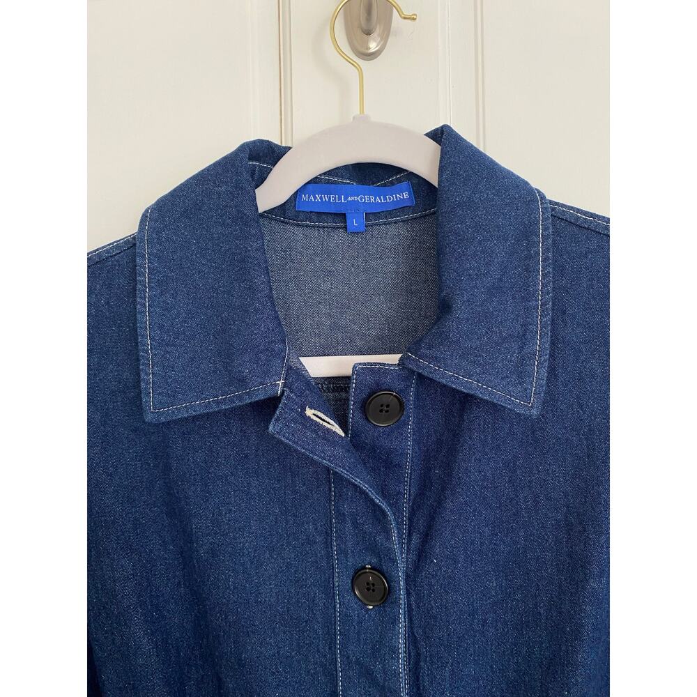 Maxwell and Geraldine Tuckernuck Amelia Denim Jean Button Midi Shirt Dress L - Picture 9 of 13